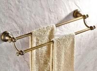 ✺☇ Antique Brass Double Towel Holder Towel Rail Wall Mounted Towel Bar Rack Bathroom Accessories Bba425