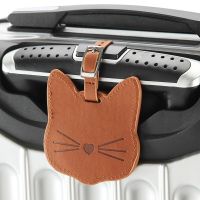 New Fashion Cartoon Cat Luggage Tag Portable Leather Suitcase Label Travel Accessories ID Address Holder Baggage Boarding Tags Luggage Tags