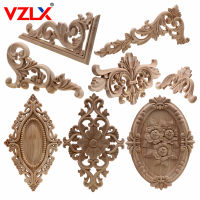 VZLX Unique Natural Floral Wood Carved Wooden Figurines Crafts Corner Appliques Frame Wall Door Furniture Woodcarving Decorative Furniture Protectors