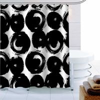 Black White Geometry Handmade Patterns Shower Curtain Waterproof Mildew Proof Bath Curtain Polyester Fabric Bathroom Curtain