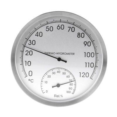 127mm 5" Thermometer Hygrometer Wall Hung Stainless Steel Indoor Outdoor Sauna Room Temperature Humidity Tester Monitor