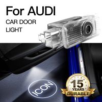 ไฟ LED ติดประตูรถยนต์สำหรับรถ Audi A1 S1 A3 A4L A5 A6L Q2 Q3 Q5 Q7 RS3 RS5 RS6 A8อี-ทรอน R8ไอคอนเครื่องฉายของขวัญ2X โคมไฟต้อนรับ