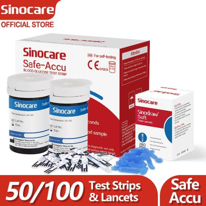 Sinocare 50/100x Test Strips And Lancets Kit Suit For Sinocare Safe