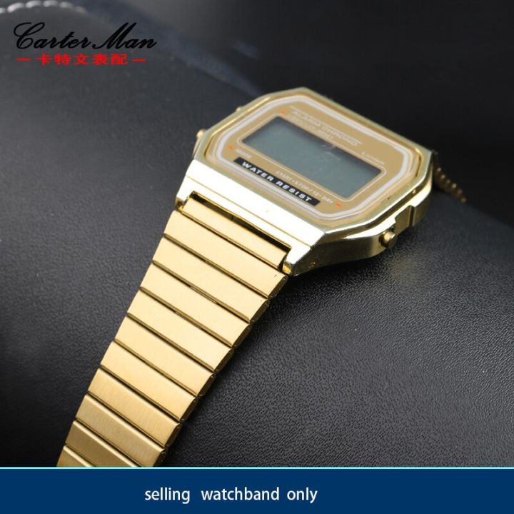 สายเหล็กสแตนเลส18มม-สำหรับ-casio-นาฬิกาข้อมือนาฬิกาสีทองขนาดเล็ก-ae-1200wgd-1a-a168-159แกนแข็งสายรัดข้อมือสแตนเลส-carterfa