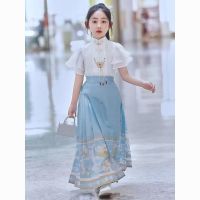 【LZ】☒  Fato antigo de Hanfu feminino tang infantil manga curta estilo chinês modificado antigo verão 2023