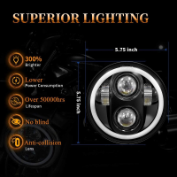 5-34 5.75นิ้วรถจักรยานยนต์ LED ไฟหน้าสำหรับ H Arley D Avidson S Portster ยามาฮ่าอุปกรณ์เสริมรถมอเตอร์ไซด์ LED DRL ขับรถไฟตัดหมอก