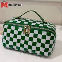 กระเป๋าเดินทางดูแลผิวผู้หญิง MOJOYCE มีซิป PU ลายสก๊อตเคสเครื่องสำอางหลายช่อง180อุปกรณ์จัดระเบียบของในห้องน้ำเปิดใหญ่