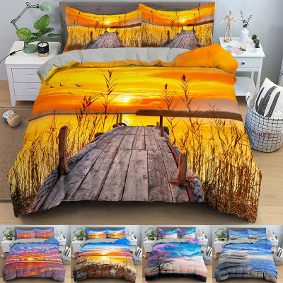Sunset Pattern Bedding Set Scenery Duvet Cover King Size Comforter Set With Zipper Closure for Bedroom Quilt Covers
