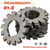 1/8Pcs M1 PA20 องศาเจาะ 22mm # 1-8 HSS Involute Gear Milling Cutter High Speed Steel Gear Milling Cutter Gear Cutting เครื่องมือ