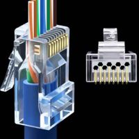 HESMAR อะแดปเตอร์เคเบิ้ล 100 ชิ้น/เซ็ต ชุบทอง ปลั๊ก RJ45 Cat6 แจ็ค CAT5E UTP ขั้วต่อ RJ45 ตัวเชื่อมต่อเครือข่าย สายอีเธอร์เน็ต ปลั๊กโมดูลสายเคเบิล