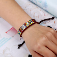 European and American Braided Leather Bracelet Unisex Heat Transfer Patch Color Bracelet Personality Woven Leather Bracelet