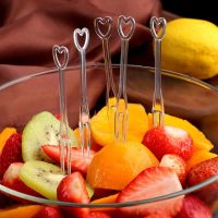 100 Stuks Fruit Vork Kinderen Snack Cake Dessert Fruit Pick Mini Party Festival Liefde Servies Decoratie Plastic Tandenstoker