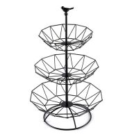 Q1JB 3 Tier Fruit Baskets Metal Wire Fruit Bowl Snacks Cake Stand Storage Rack Decor