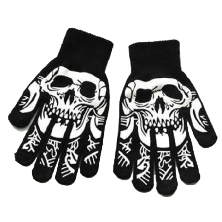 skull-luminous-gloves-winter-breathable-men-women-bicycle-cycling-half-finger-fitness-gloves-outdoor-camping-mountaineering