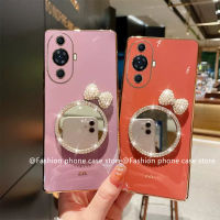 เคสโทรศัพท์ Huawei Nova11 Pro Nova 11i Y71 Y91 เคส Phone Case ขายดีเคสชุบผิวซิลิโคนป้องกันการตกแบบนิ่มพร้อมกระจกแต่งหน้าไทโบว์ติดมุก2023