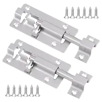 2pcs 3inch Toilet With Screws Sliding Lock Bedroom Shed Latch Door Bolt Thickened Gate Stainless Steel Silver Easy Install Door Hardware Locks Metal f