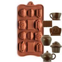 GL-แม่พิมพ์ ซิลิโคน ชุดถ้วยน้ำชา 12 ช่อง (คละสี) Tea Time silicone Molds