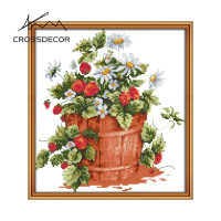 Crossdecor Cross Stitch ชุดด้วยวัสดุ Still Life พิมพ์ผ้าโรงงาน Outlet ผ้า11CT 14CT ปักชุด Craft Handmade ตกแต่งสำหรับ Sala Wall-สตรอเบอร์รี่