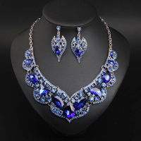 Fashion Crystal Choker Statement Necklace Earring Collar Boho Jewelry Set Wedding Gift Women Brides Prom Party Jewelry Luxury