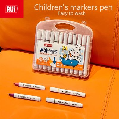 【CC】✕☊♞  12-24 Colors Sketching Markers Set Colorful Pole Kids Painting Pens Comic Watercolor to wash