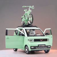 1:24 WuLing HongGuang มินิ EV ล้อแม็กรถยนต์ D Iecasts โลหะของเล่นยานพาหนะรถรุ่นเสียงและแสงดึงกลับรถของเล่นสำหรับของขวัญเด็ก