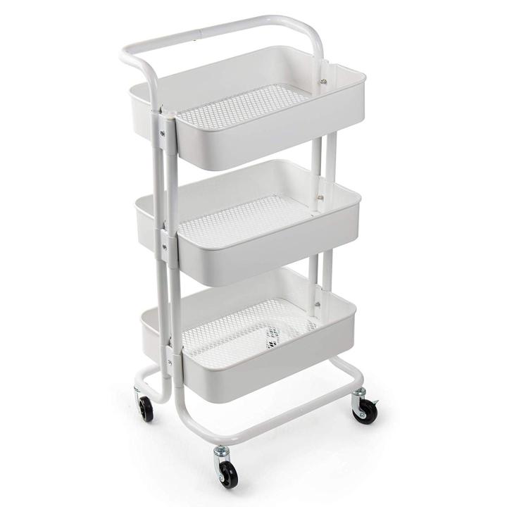 3 TIER TROLLY STORAGE RACKS - WHITE | Lazada