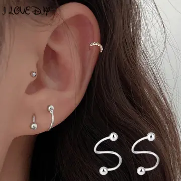 2Pcs 16G Spiral Twisted Ear Helix Cartilage Steel Earrings 16G