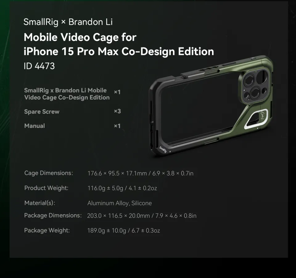 SmallRig x Brandon 4407 Li Mobile Video Kit for iPhone 15 Pro Max