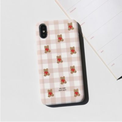 【Korean Phone Case L🧡ovely Bear Pattern🧡 Slim Card Cute Hand Made Unique SAMSUNG Compatible for iPhone 8 xs xr 11pro 11 12 12pro mini Samsung Korea Made