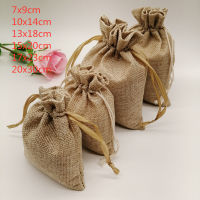 10-1000pcslot Jute Linen Bags Drawstring Gift Packaging Bags For Christmas Wedding Party Favor Bags Jute Gift Bag Burlap Bag