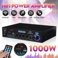 เครื่องขยายเสียงบลูทูธ1000วัตต์,แอมปลิไฟเออร์ HIFI พร้อมรีโมทควบคุมและปลั๊กแบบยุโรปสำหรับรถยนต์และบ้านเครื่องเสียง2ช่องระบบสเตอริโอโฮมเธียเตอร์คาราโอเกะ