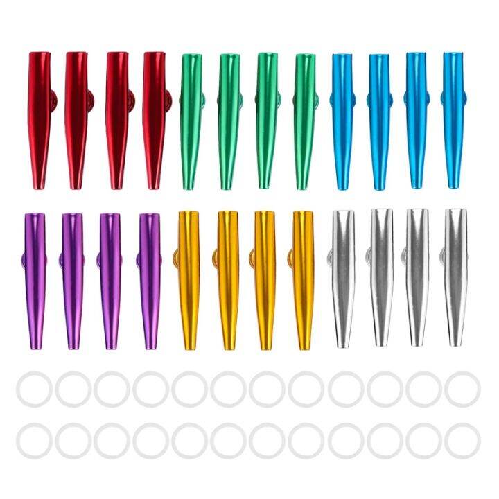 24Pack Metal Kazoos with 24 Pcs Kazoo Flute Diaphragms 6 Colors,Good