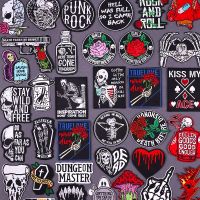 Punk Skull Patch Iron On Patches On Clothes Hippie Skeleton Embroidered Patches For Clothing Stickers DIY Hook Loop Patch Badges