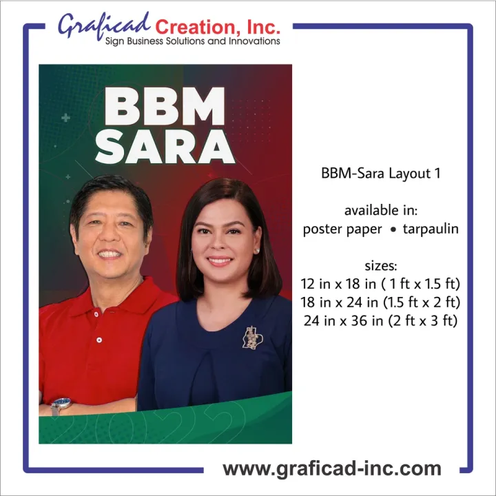 '{5BBM Sara Bongbong Marcos Sara Duterte Campaign Poster | Lazada PH