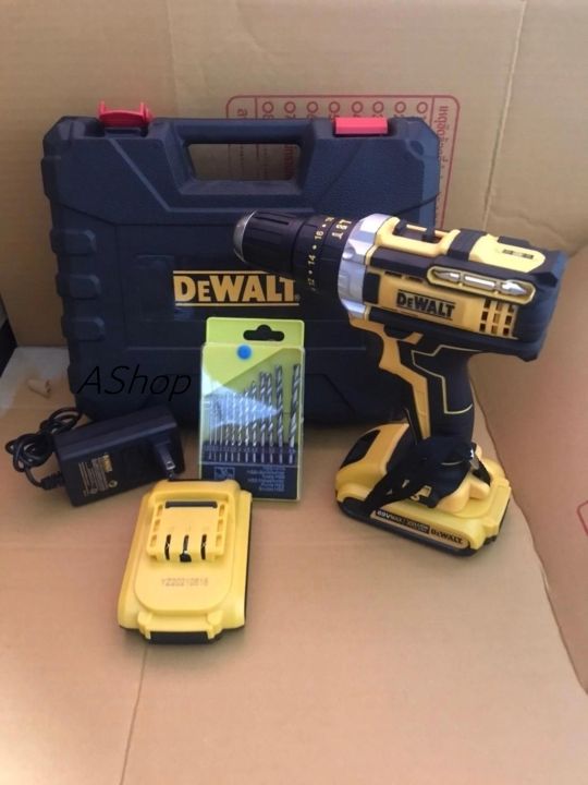 สว่านไร้สาย-dewalt-ชุดดอก-ส่งฟรี-มีเก็บปลายทาง-สินค้ารับประกัน-2ปี