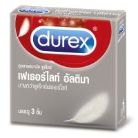 Durex Fetherlite Ultima ดูเร็กซ์ เฟเธอร์ไลท์ อัลติมา ขนาด 52 มม. บรรจุ 3 ชิ้น ถุงยางอนามัย ผิวเรียบ บาง