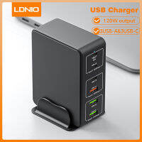 LDNIO อุปกรณ์ศัพท์มือถือคอมพิวเตอร์อเนกประสงค์120W พลังสูง PD QC ชาร์จเร็ว6 USB หลายพอร์ตแท่นสำหรับชาร์จ83006