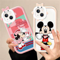 เคสสำหรับ OPPO A15 A15S A32 A53 A54 A56 A57 A55 A55S A3S A5 A97 A12E F11 A72 3D A74 A8 A31 A9 A5 A74 Reno 3 4 5 6 6 7 Pro SE โบว์ผูกเงื่อนมอนสเตอร์ตัวน้อยเคสคลุมทั้งหมดมิกกี้มินนี่ของเลน