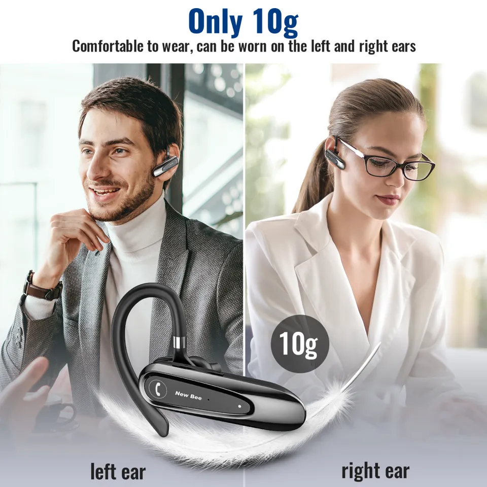 New Bee B45 Bluetooth 5.0 Headset Wireless Earphone Headphones with Dual  Mic Earbuds Earpiece CVC8.0 Noise Reduction for Driving