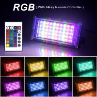 RGB LED Floodlight 220โวลต์สปอตไลท์กลางแจ้ง50วัตต์100วัตต์300วัตต์ IP65กันน้ำโคมไฟถนนโคมไฟที่มี24key การควบคุมระยะไกลสหภาพยุโรปเสียบ