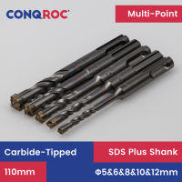 5 Pieces 110mm Masonry Drill Bits Set SDS Plus Shank for Electric Hammer Tungsten Carbide Cross-Tip 5mm&amp;6mm&amp;8mm&amp;10mm&amp;12mm