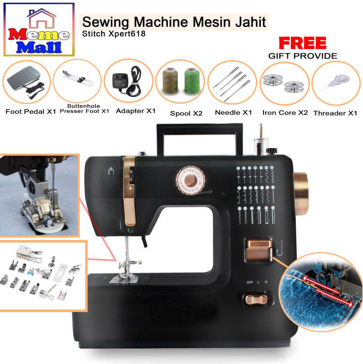 Meme Mall Sewing Machine Mesin Jahit Stitch Xpert 618 Auto Winding