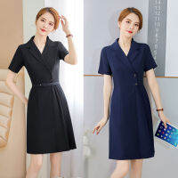 Spring And Summer 2023 New High-End Blue Slim-Fit Professional Commuter Short-Sleeved Dress White-Collar Hotel Bank Work Clothes