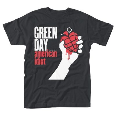 Green Day American Idiot Albuum เสื้อยืดผู้ชายคอกลมแขนลำลองขาสั้นแฟชั่นพิมพ์ลาย100%