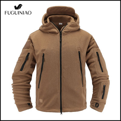 Fuguiniao Outdoor Fleece Softshell Jacket ทหารยุทธวิธี Man Casual Hooded Jacket Outerwear Coat Army Clothes