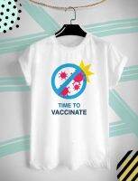 เสื้อยืด ลาย ฉีดวัคซีนกันเถอะ Time to Vaccinate ใส่สบาย ไม่ยืด ไม่ย้วย