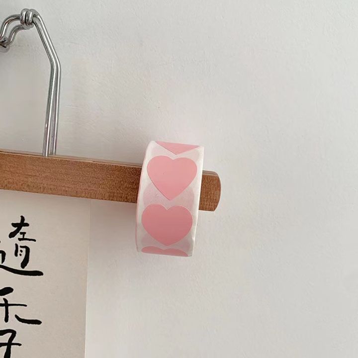 steve-500pcs-colored-self-adhesive-heart-shaped-sticker-tape-label-sealing-sticker