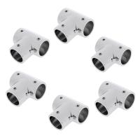 6 Pieces 25mm Boat Handrail Fittings 90 Degree Tee - 316 Stainless Steel