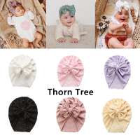 Thorn Tree เด็กสาวยืดหยุ่นโบว์ผูกปมผ้าโพกหัวกลวงออกหมวกหมวกระบายอากาศ Headwear