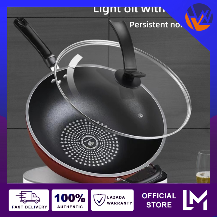 HLW 32cm/34cm Nonstick Diamond Frying Pan Kitchen Iron Frying Pan for